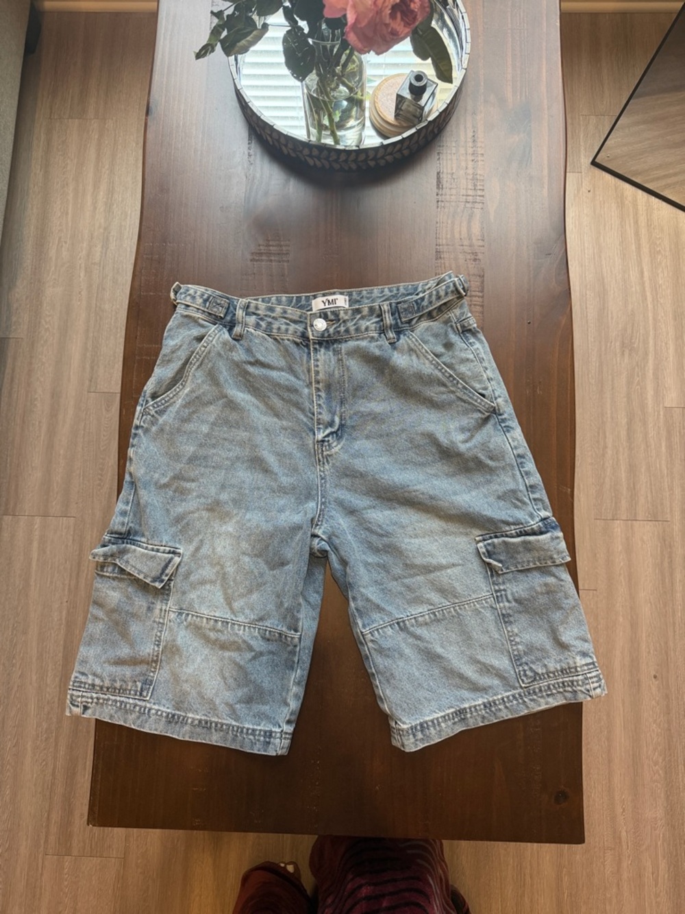 YMI Light Blue Denim Cargo Jorts